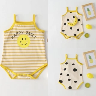 Sơ Sinh Trẻ Sơ Sinh Romper Quần Áo Mùa Hè Chấm Sọc Cotton Áo Liền Quần 0-2 Tuổi Bé Trai Bé Gái Áo Vest Dễ Thương Body