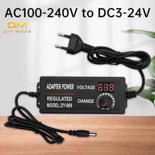 Diymore AC100-240V sang DC3V5V6V9V12V15V18V24V3A5A Bộ đổi nguồn điện áp có thể điều chỉnh Công suất cao với màn hình Bộ nguồn chuyển mạch đa chức năng