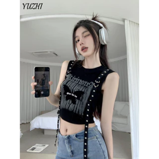 YUZHI áo phông áo thun nữ croptop baby tee Đơn giản Thể thao xu hướng INS A29J227 19Z240507