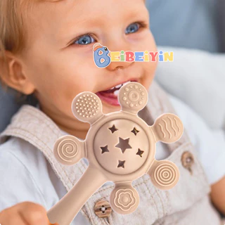 Beibeiyin Đồ chơi mọc răng cho bé bằng silicon cấp thực phẩm chống ăn có thể đun sôi và nhai làm dịu răng hàm dính rattle
