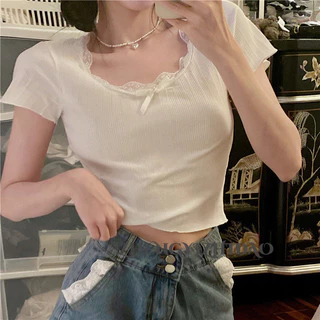 Zhengyizhidao Áo thun ngắn tay bó sát dành cho nữ Thiết kế mùa hè Sense Niche Chic Short Top Ins Fashion