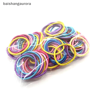 Basa 100 Chiếc Bé Gái Nhiều Màu Sắc Nylon Co Giãn Tóc Trẻ Em Đuôi Ngựa Giữ Scrunchi BASD