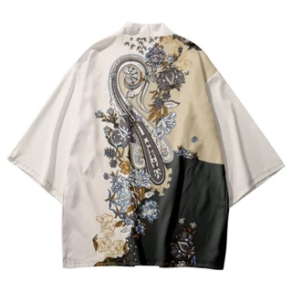 Áo cardigan nam cỡ lớn Retro Ttotem Nữ cardigan Yukata Áo sơ mi crop tay áo rộng chống nắng kimono cardigan size lớn 5xl