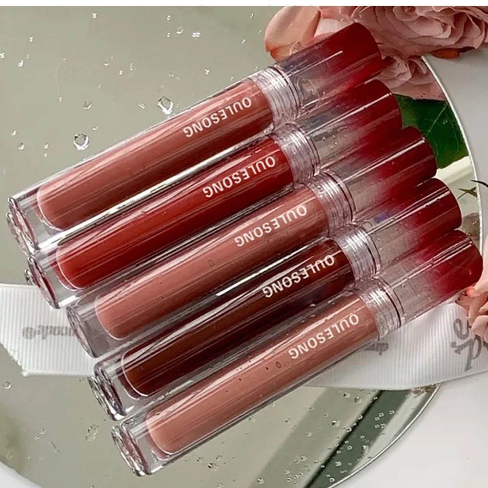 Oulesong Velvet Mirror Lip Glaze Non-stick Cup Lip Glaze Matte Son Bóng trang điểm