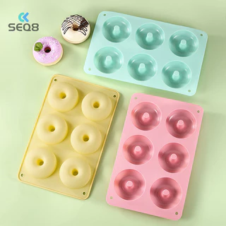 [Seq8] 1 6 Bánh Donut Khuôn Silicon DIY Nhà Bếp Nướng Khuôn Khay Nướng Bánh Donut Làm Kẹo Khuôn Trang Trí Bánh Phụ Kiện Mới