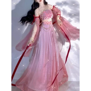 [Yu Ji Princess] Nàng tiên cá bên bờ biển Hanfu cải tiến các yếu tố Trung Quốc Váy cổ tích thanh lịch kỳ nghỉ Váy bầu không khí