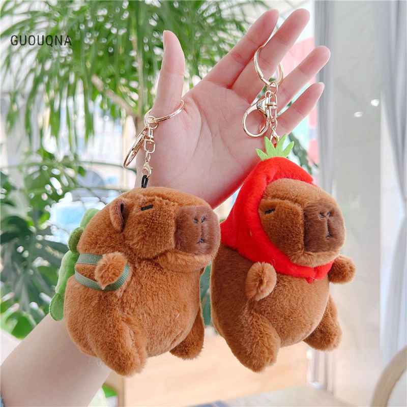 Guouqna Dễ Thương Capybara Sang Trọng Móc Khóa Ba Lô Mặt Dây Chuyền Đồ Chơi Móc Khóa Ô Tô Phụ Kiện Trang Trí Kawaii Búp Bê Nhồi Bông Trẻ Em Quà Tặng Sinh Nhật BASL