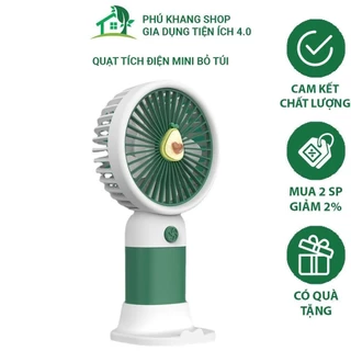 Quạt Tích Điện Mini Bỏ Túi Có Dây Đeo Dễ Thương_Tặng Kèm Đế, Quạt Mini Cầm Tay Sạc Điện Gia Dụng Gia Dụng