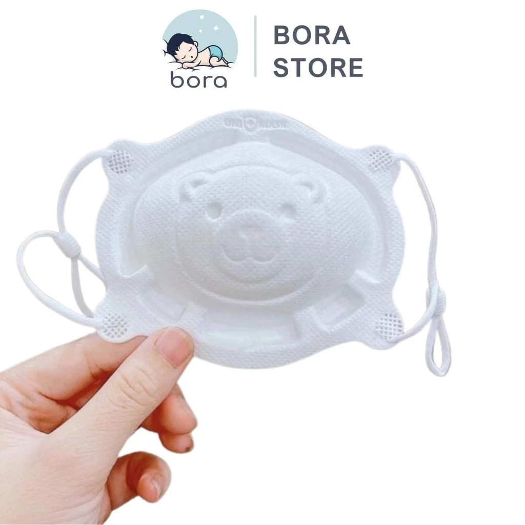 Khẩu trang gấu cho bé từ 1-5 tuổi thoáng khí, kháng khuẩn, quai dễ điều chỉnh