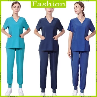 Nav Womens Scrub Set Doctor Nurse Esthetician Workwear-Medical Nursing Uniform Scrub