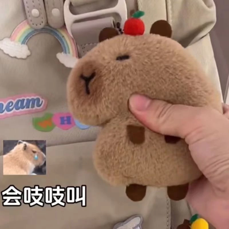 Mới Capybara Squeaky Búp Bê Mô Phỏng Đồ Chơi Mặt Dây Chuyền Trang Trí