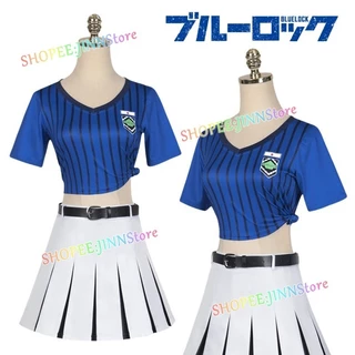 - Jinn - BLUE LOCK Trang phục hóa trang Anri Teieri Cosplay Anime Anri Teieri Váy cổ vũ Bộ tóc giả Bộ phụ nữ Anime Đảng Cos Trang phục