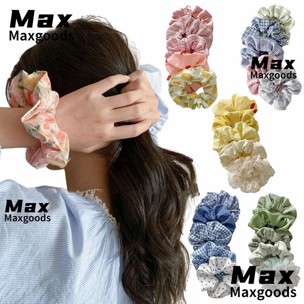 Maxg 5 / 6 Dây Buộc Tóc Co Giãn, Lưới Hoa Nhiều Màu Tóc Scrunchies, Thời Trang Hỗn Hợp Họa Tiết Mũ Phụ Kiện Tóc Dây Tóc Cô Gái