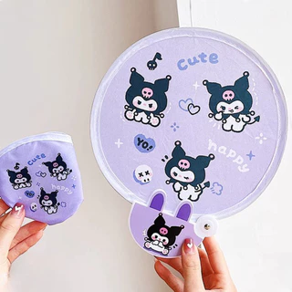 Quạt cầm tay có thể gập lại Sanrio Kuromi dành cho trẻ em Giai điệu / Cinnamoroll / Hello Kitty Phim hoạt hình mùa hè Quạt phủ vải Mini cầm tay di động ngoài trời