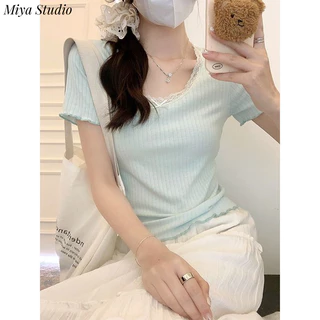 Miya Studio áo baby tee áo thun nữ croptop Đơn giản hàn quốc Korean Dễ thương WCS24403ED 16Z240417