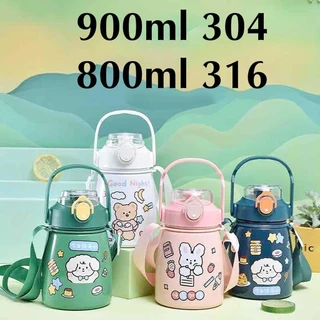 [HCM] Bình giữ nhiệt FASHION 900ML (INOX 304) 800ML (INOX 316) - CÓ DÂY ĐEO KÈM STICKER