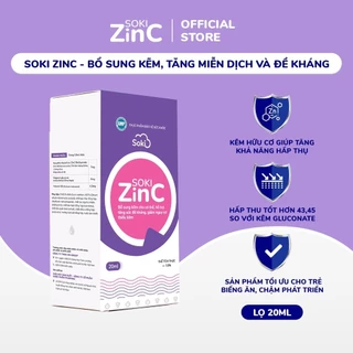 Soki Zinc Giúp Tăng Miễn Dịch Và Đề Kháng, Cải Thiện Tiêu Hóa Cho Trẻ Biếng Ăn, Trẻ Chậm Phát Triển Hộp 20ml