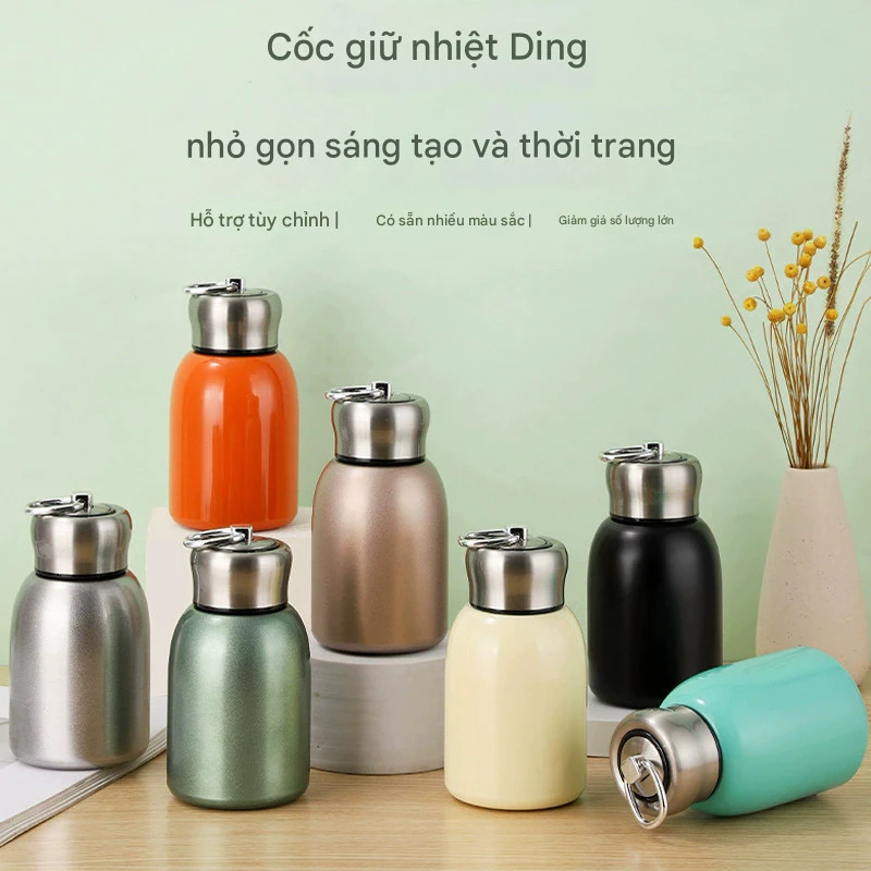 Bình Giữ Nhiệt Mini 300ml - Inox 304, Bình Đựng Cafe, Trà, Nước Uống Nhỏ Gọn, Có Tay Cầm Tiện Lợi, Đủ Màu