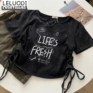 LELUODI áo phông áo thun nữ croptop baby tee Popular Cute Hàn Phong Dễ thương A29J28T 17Z240426