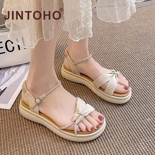 Jintoho Thời Trang Mùa Hè Xăng đan Nữ Đế Bằng Chống Trơn Trượt Xăng đan Cao Su Mềm Nữ Thoải Mái