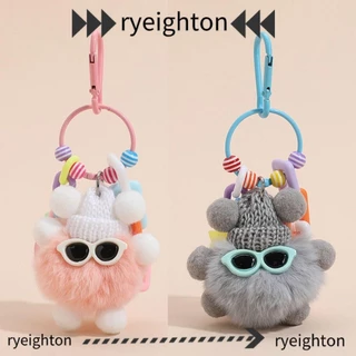 Mặt dây chuyền tóc thỏ RYEIGHTON Elf Rex, Móc khóa cặp đôi tình nhân thời trang, Mặt dây chuyền túi sáng tạo Diy Kawaii dễ thương