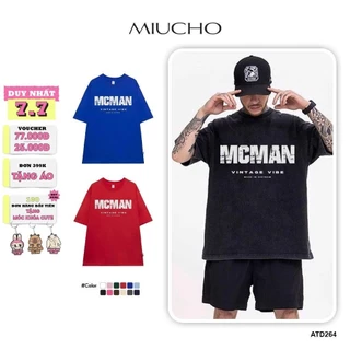 Áo thun nam form rộng ATD264 Miucho cotton cổ tròn in typography