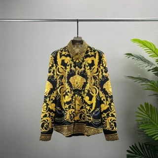 NOLG VERSACE Long Sleeve Shirt Casual All-Match Top Men's and Women's Same Fashion Cardigan3dPrinting