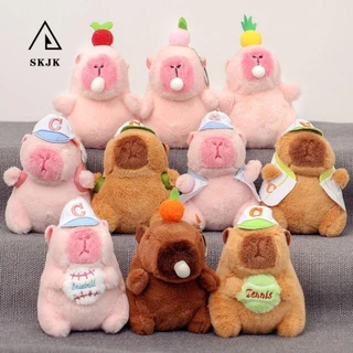 Mặt dây chuyền sang trọng SKJK Capybara, Móc khóa sang trọng Capybara bong bóng màu hồng, Móc khóa sang trọng Capybara Lông lá hoạt hình Capybara Plushie Búp bê Quà tặng Giáng sinh