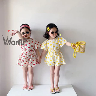 WOMA Bộ đồ bé gái, thời trang, tươi mát, dễ thương và yêu thương, áo thun ngắn tay và quần short