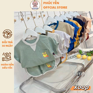 Đồ mặc nhà Bộ cộc tay XOOP cotton xước có túi và moi áo cho bé trai bé gái (10-25kg) XC42, Đồ bộ Xưởng May Phúc Yến