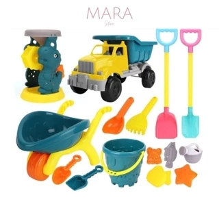 Bộ đồ chơi xúc cát cho bé gồm xe tải xúc cát, xe chở cát Mara Store