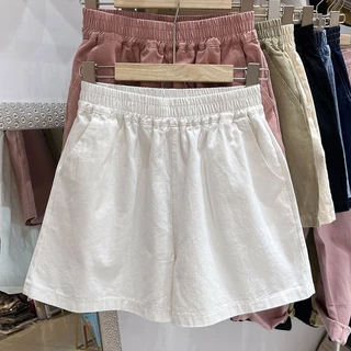 Cotton Nguyên Chất Co Giãn Eo Màu Hồng Quần Short Nữ Nhỏ Mùa Hè Mặc Ngoài Thường Ngày Rời Rộng Eo Cao Chữ a Quần Nóng Quần Bé Gái Hàng Có Sẵn Bán Chạy