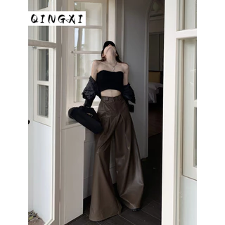 QINGXI quần ống rộng Quần Túi Hộp casual INS Thông thường Độc đáo WGK23B0YFB 17Z240426