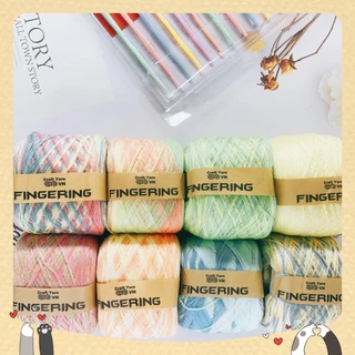 Sợi cotton bóng fingering loang Craft yarn VN 100g (Đủ bảng màu từ 01-12)