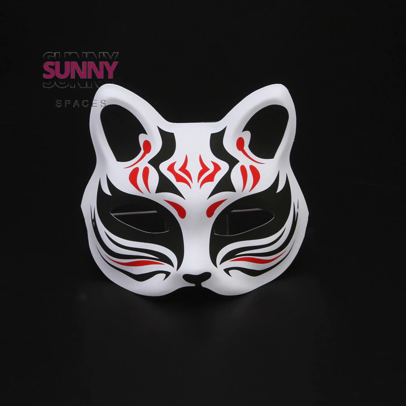 [Sunny Spaces] Mặt nạ Nhật Bản Mặt nạ cáo mèo nửa mặt Mặt nạ Anime Hóa trang Lễ hội Halloween Cosplay Prop mới