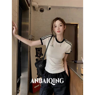 ANBAIQING áo phông áo thun nữ croptop baby tee Comfortable Thể thao Vintage Cute WTX2441212 21Z240520