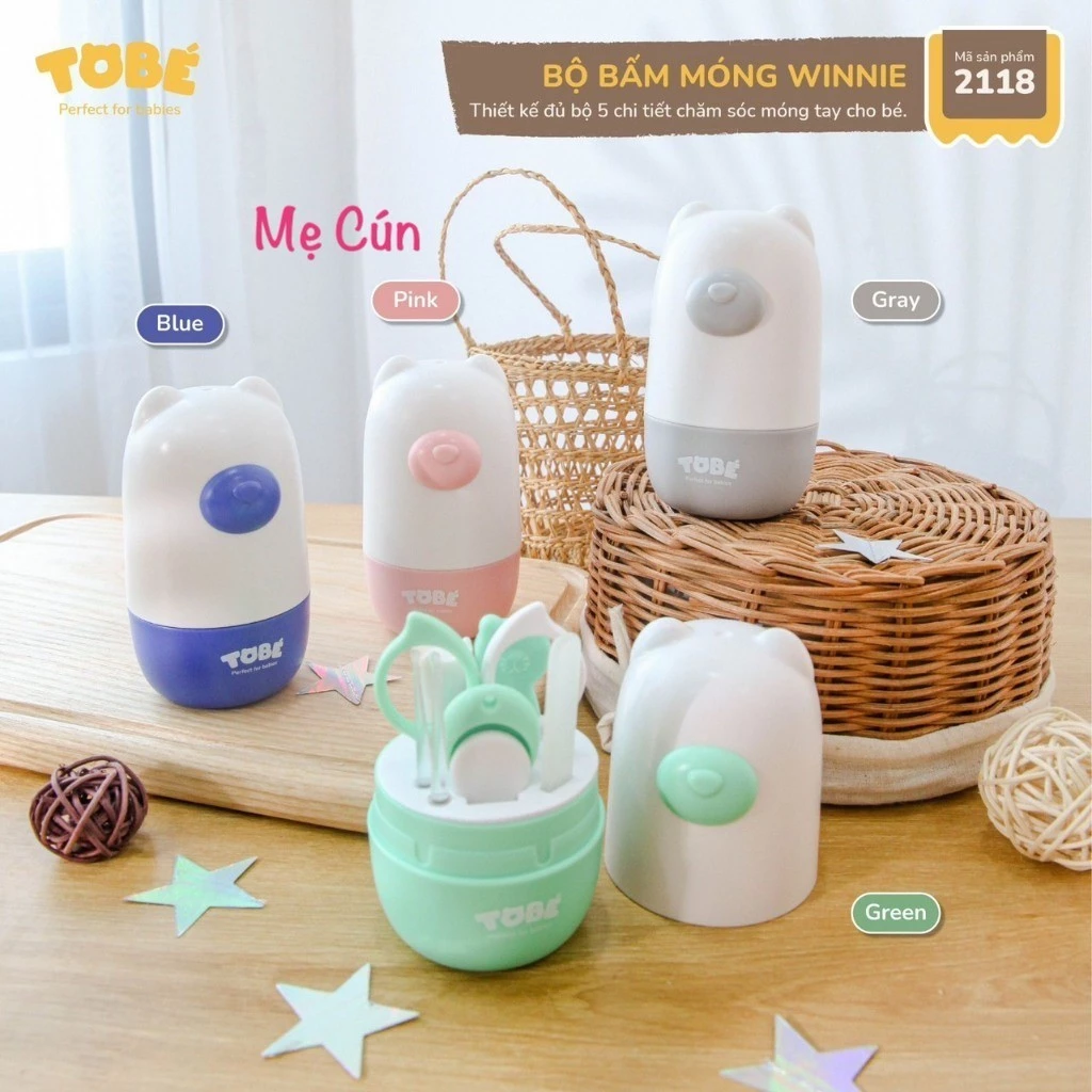 Bộ Bấm Móng WINNIE TOBÉ 5 Chi Tiết  Vệ Sinh Tai, Vệ Sinh Móng Tay, Kéo Dũa An Toàn Tiện Lợi Nhỏ Gọn