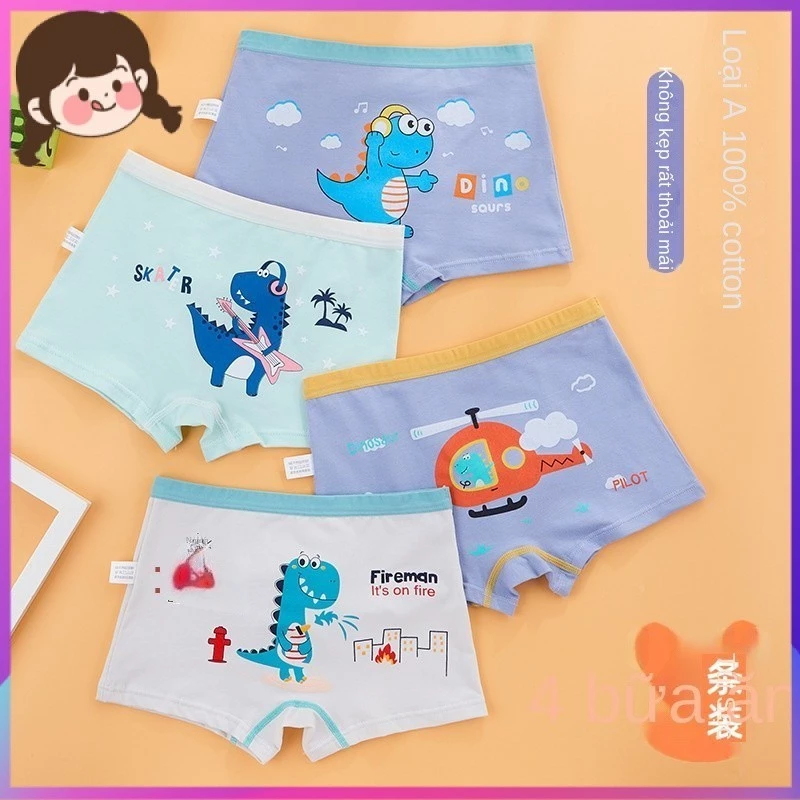 Quần Lót Bé Trai Cotton Nguyên Chất Boxer Trẻ Em Cotton Nguyên Chất Quần Short Boxer Bé Trai Trẻ Em Mềm Mại Thoải Mái Lớp AU1Y