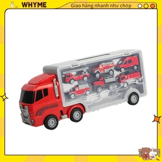 WHYME Bộ 7 Chiếc Xe Tải Vận Đồ Chơi Ô Tô Tay Cầm Di Động Đường Trượt Cứu Hỏa Và Mô Hình Bé Trai