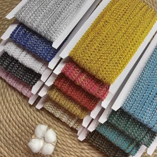 Hai màu Core-spun Thread DIY Nhỏ Cong Nữ Ren Webbing Vàng Bạc Dây Phụ Kiện Bán Buôn