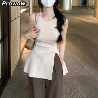 Prowow Áo 2 dây áo ba lỗ Thời trang hàn quốc trendy nhí nhảnh tráng lệ thông thường WBX2440BLA 19Z240508