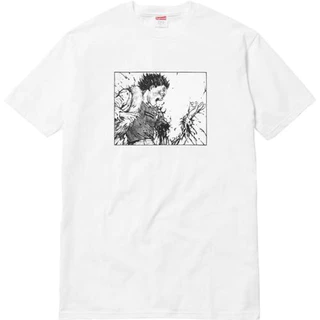 QFHQ Supreme AKIRA ARM TEE bogoAkira Broken Arm Black and White Cartoon Printed Short SleeveTT-shirt