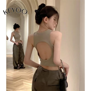 Keyoo Gợi Cảm Spice Girl Sling, Áo Vest Rỗng Ngọt Ngào Mùa Hè, Đơn Giản Hợp Thời Trang Crop Top Nữ