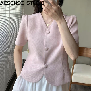 ACSENSE STUDIO áo nữ blazer áo vest nữ   Fashion tinh tế Korean Thông thường WCS2440OMI 16Z240419