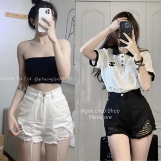 Quần short bò rách gấu cao cấp, quần đùi chất Jeans dày dặn lưng cao kiểu dáng trẻ trung năng động mã SOOC06