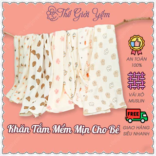 Khăn Tắm Xô Muslin 2 Lớp Đa Năng Cho Bé