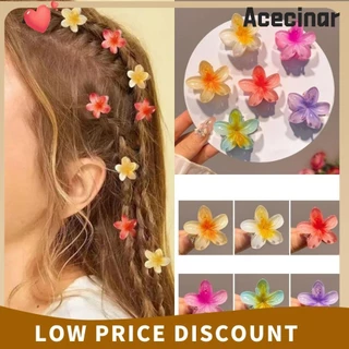 Acecinar 1 Kẹp Tóc Plumeria, 4cm Nhựa Frangipani Bobby Pin, Màu Gradient Thanh Lịch Đi Biển Kỳ Nghỉ Hoa Nhỏ Mùa Xuân Barrettes Nữ Bé Gái