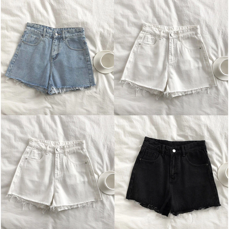 Quần Short Denim Nữ Mùa Hè Ôm Hơn Nhìn Rời Chân Rộng Siêu Ngắn Chữ a Hot Quần