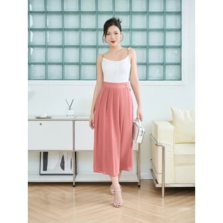 Quần ống rộng giả váy chất chiffon dập li Orchid - BH6S502