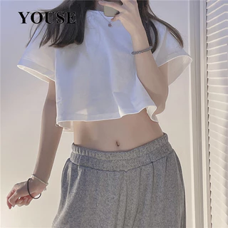 YOUSE áo phông áo thun nữ croptop baby tee Dễ thương Đơn giản Fashion Thời trang WTX2440BR5 25Z240617